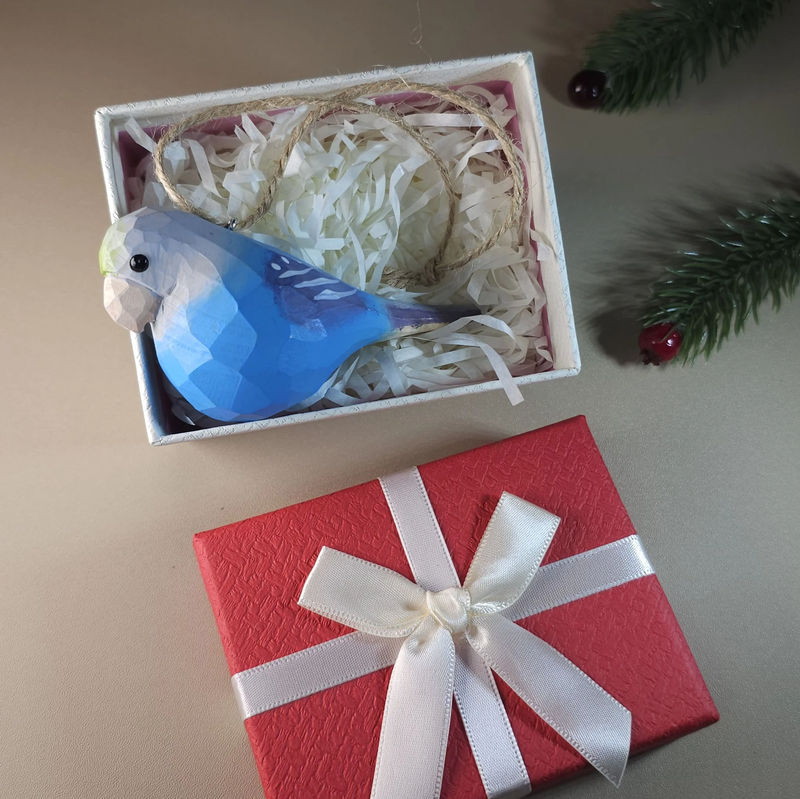 Bird Hanging Ornaments With Gift Box Packing - Style:Parakeet Blue