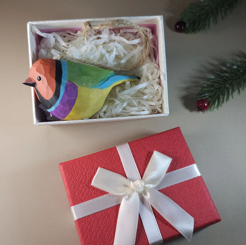 Bird Hanging Ornaments With Gift Box Packing - Style:Gouldian finch_Orange