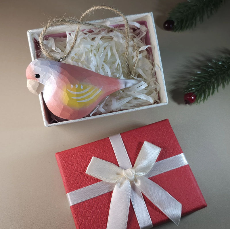 Bird Hanging Ornaments With Gift Box Packing - Style:Parakeet Pink