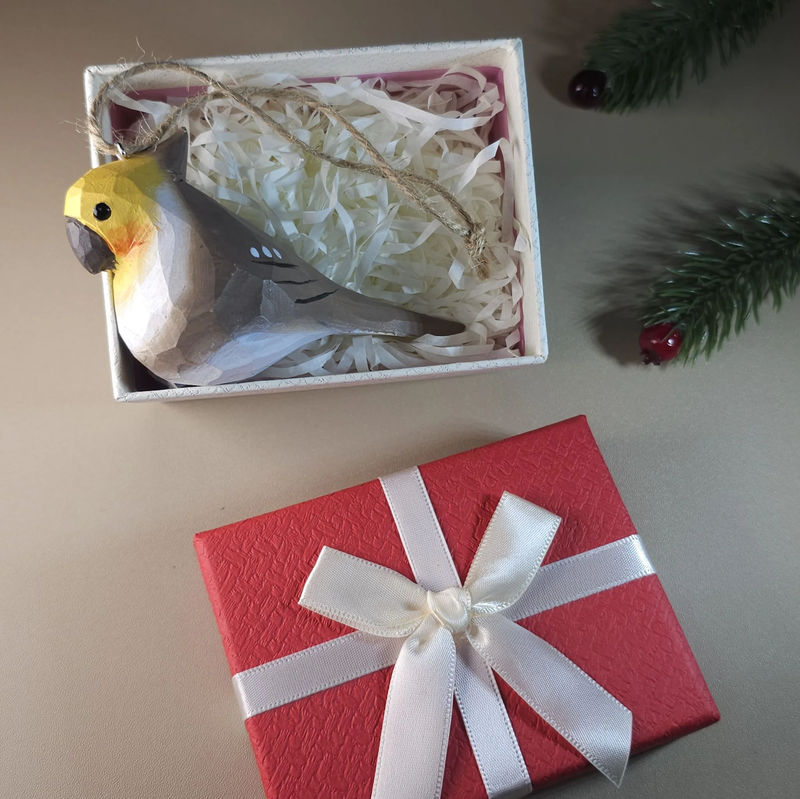Bird Hanging Ornaments With Gift Box Packing - Style:Cockatiel_Gray