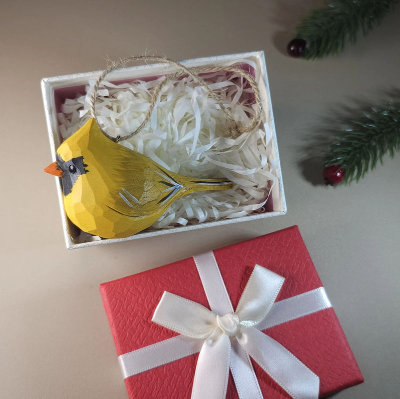 Bird Hanging Ornaments With Gift Box Packing - Style:Cardinal_Yellow