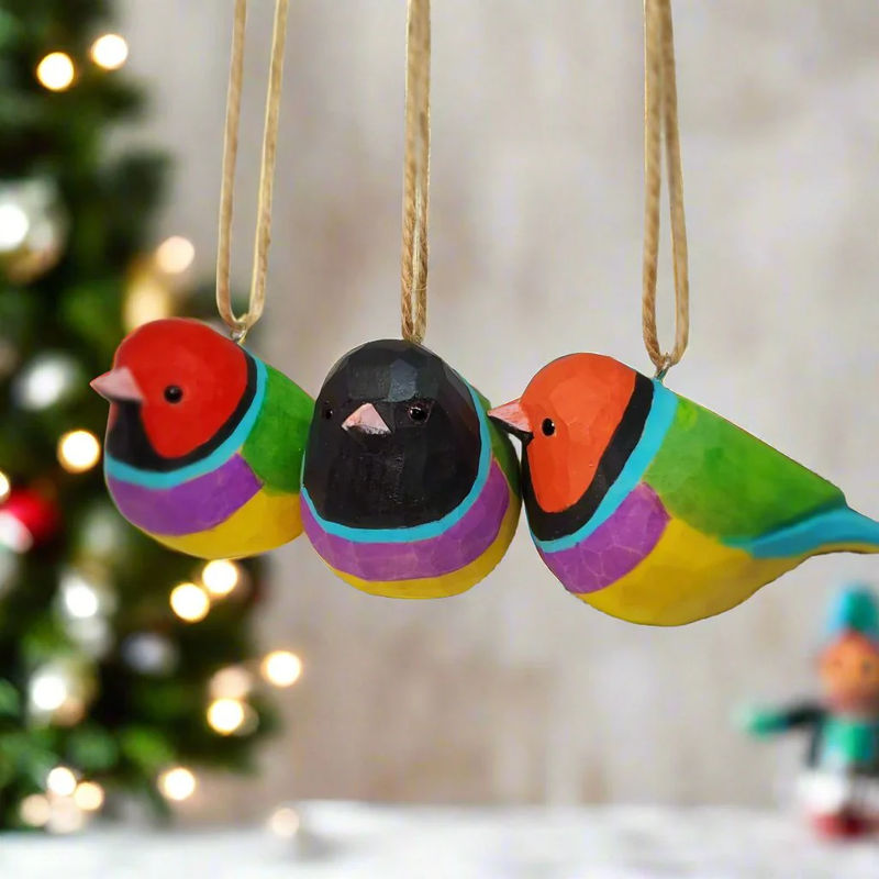Gouldian finch Bird Hanging Ornaments - Color:Set of 3 Colors