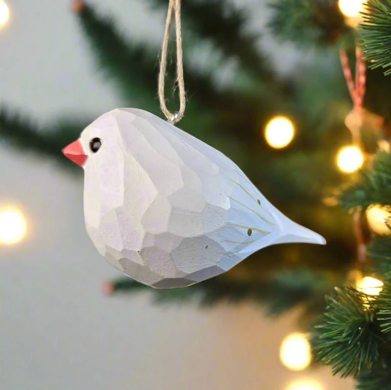 Zebra Finch Wooden Hanging Christmas Tree Ornament - Style:C