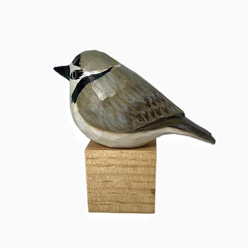 Snowy Plover Hand-Painted Bird Figurine