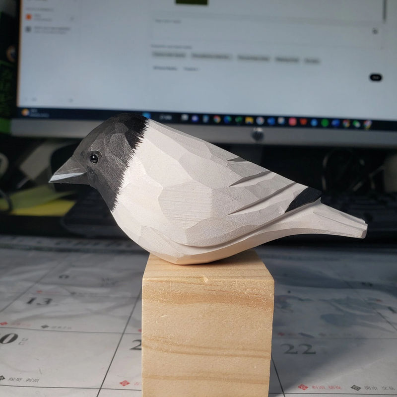 White crow Hand-painted Bird Figurine