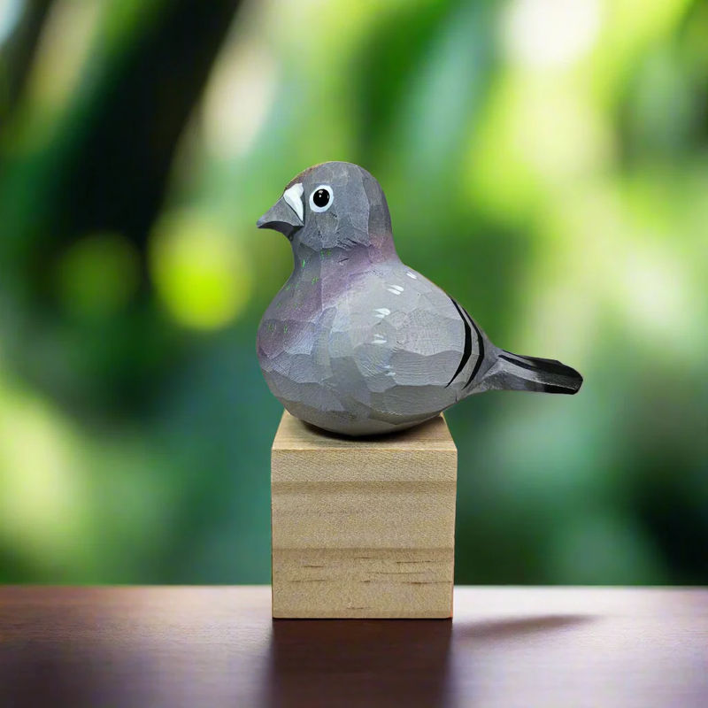 Pigeon Couple Figurines – Unique Home Decor - Color:Bluish Gray
