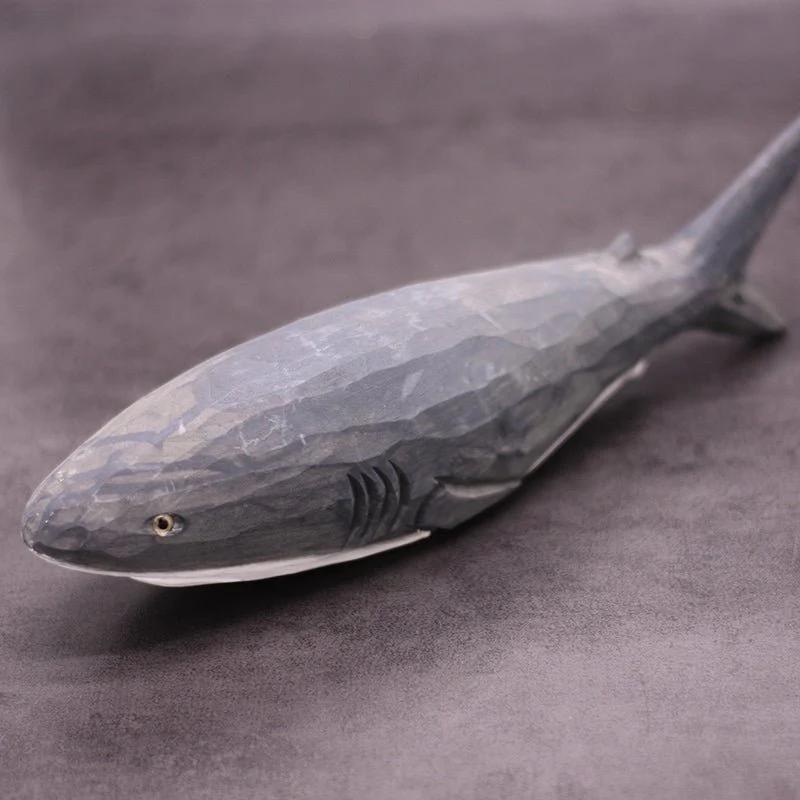 Hand-Painted Wooden Figurine – Striking Oceanic Decor - Size:L