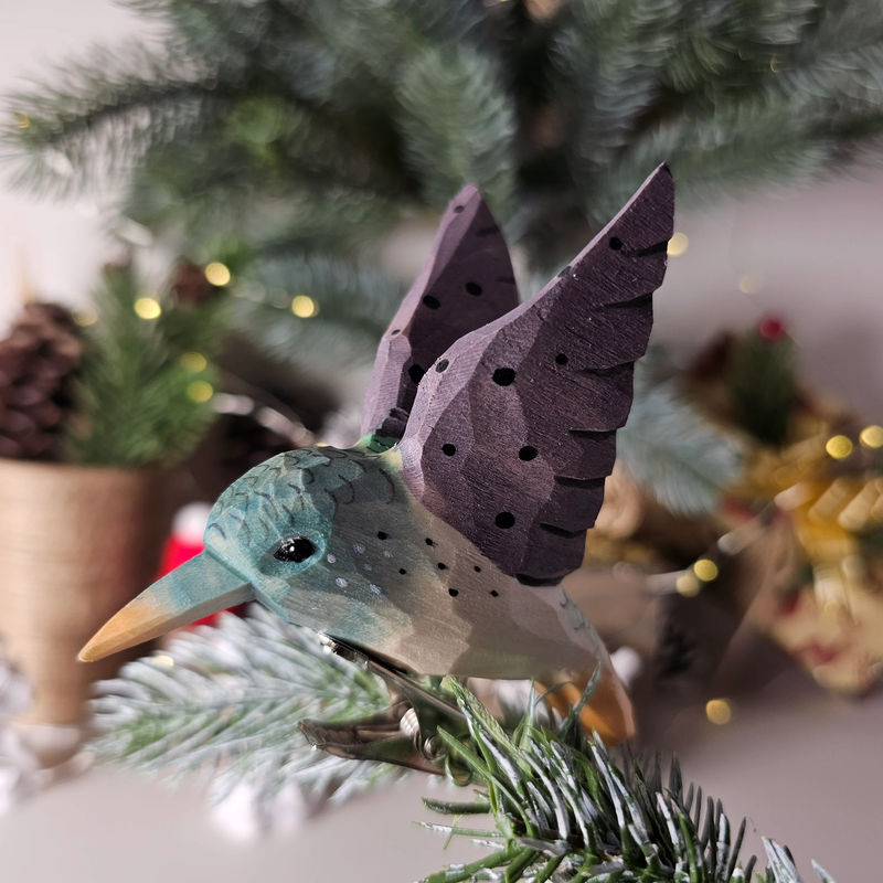 Hummingbird Clip-on Bird Ornament - Color:Purple