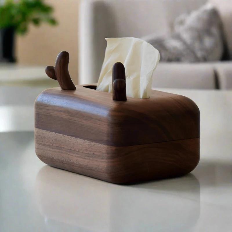 Antler Tissue Box Cover Wooden Handmade Home Decoration