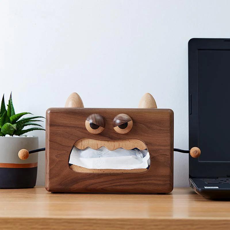 Monster Tissue Box Cover Wooden Handmade Home Decoration