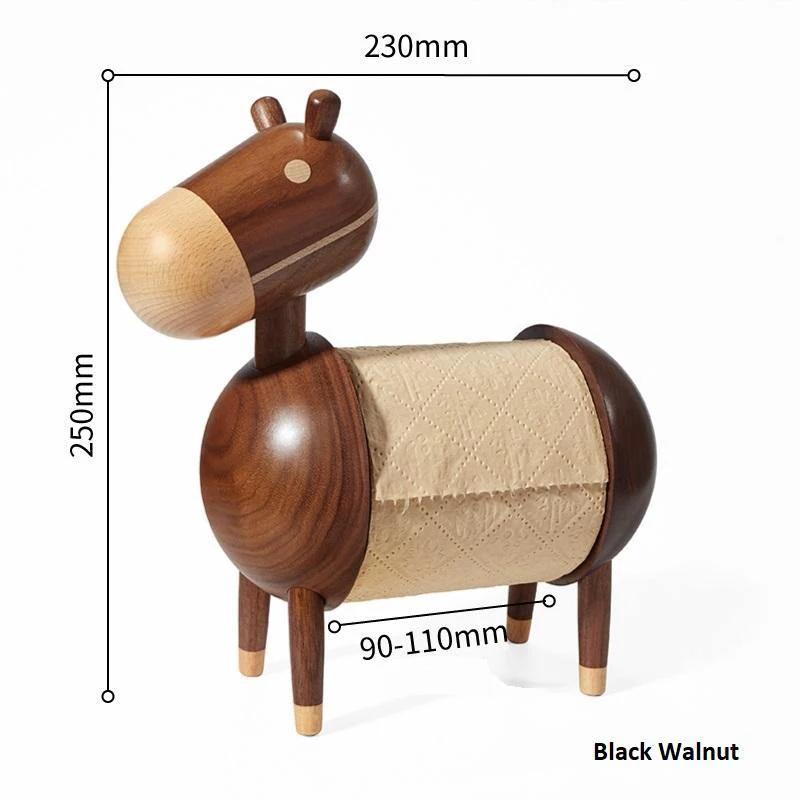 Donkey Tissue Holder Handmade Wooden Home Decoration - Color:Black Walnut