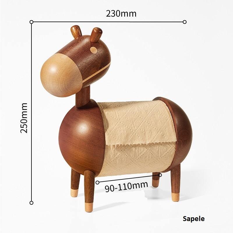 Donkey Tissue Holder Handmade Wooden Home Decoration - Color:Sapele
