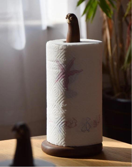 Tissue Holder Cat Paw Wooden Hand Carved Decorative - Style:B: 14x31cm