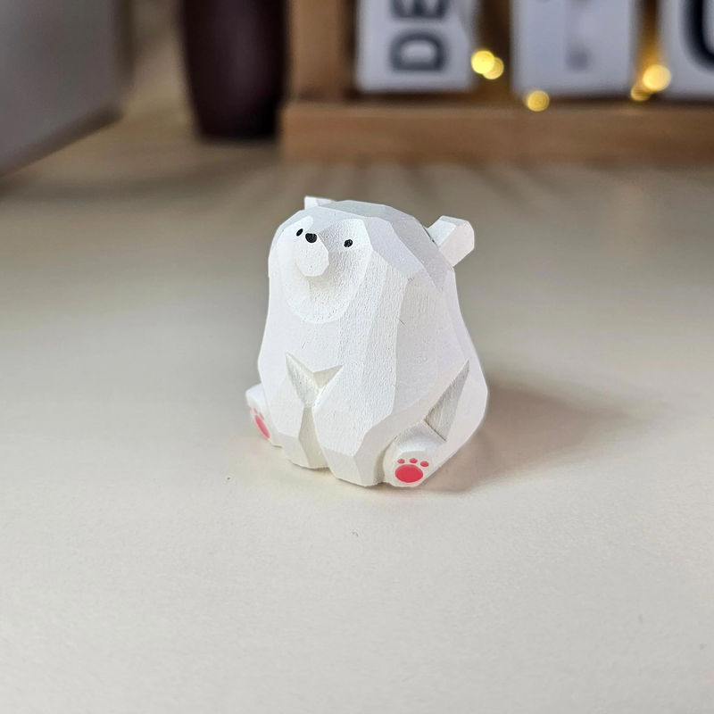 Bear Family Figurines - Customizable Engraved Names - Size-Color:S-White