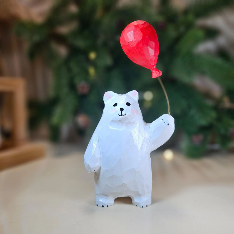 Bear Family Figurines - Customizable Engraved Names - Size-Color:L-White