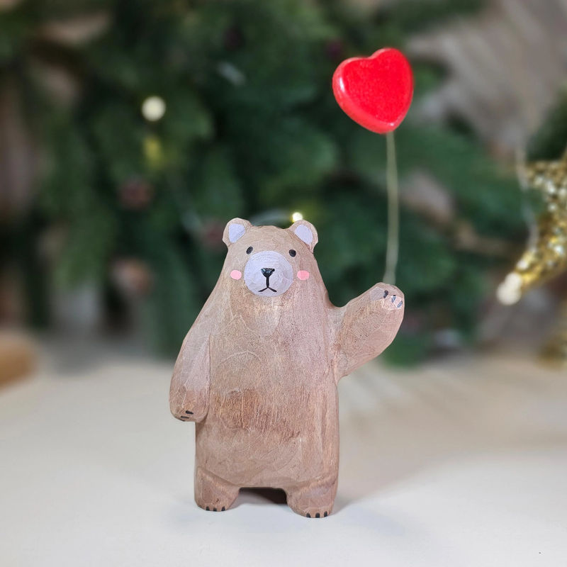 Bear Family Figurines - Customizable Engraved Names - Size-Color:L-Brown