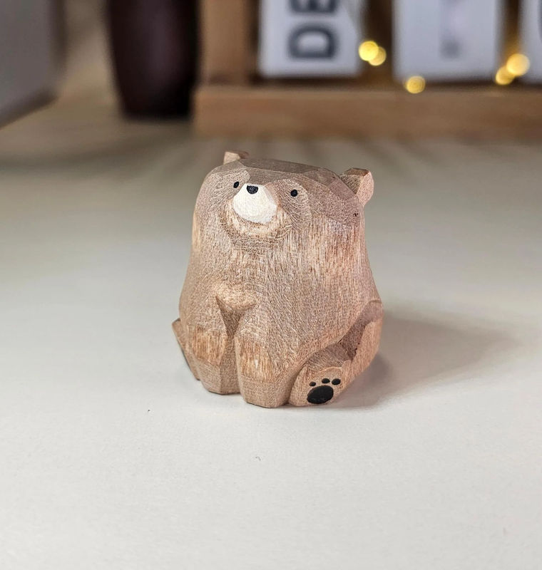 Bear Family Figurines - Customizable Engraved Names - Size-Color:S-Brown