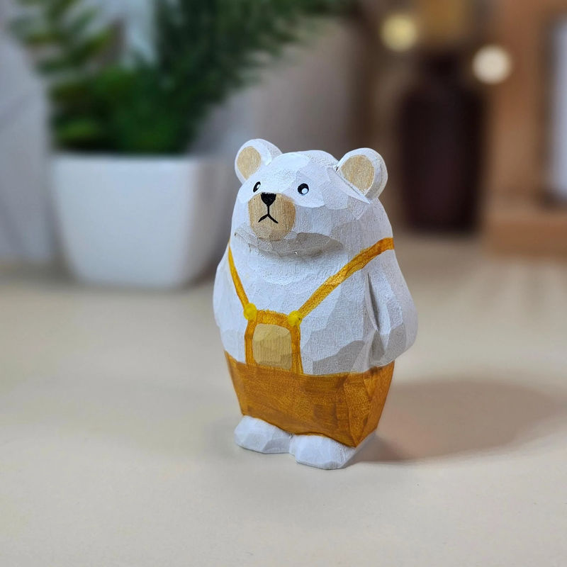 Bear Family Figurines - Customizable Engraved Names - Size-Color:M-White