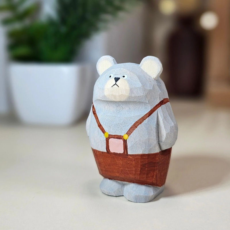 Bear Family Figurines - Customizable Engraved Names - Size-Color:M-Gray