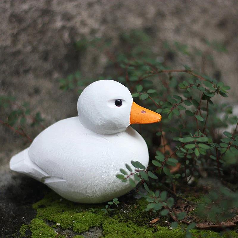 Adorable Cole Duck Figurine - Hand-Painted Wooden Sculpture for Animal Lovers