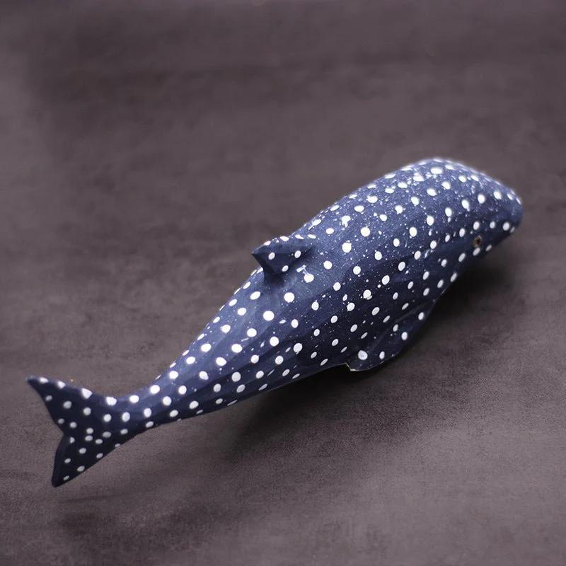 Hand-Painted Wooden Whale Figurine – Majestic Oceanic Decor - Size:L
