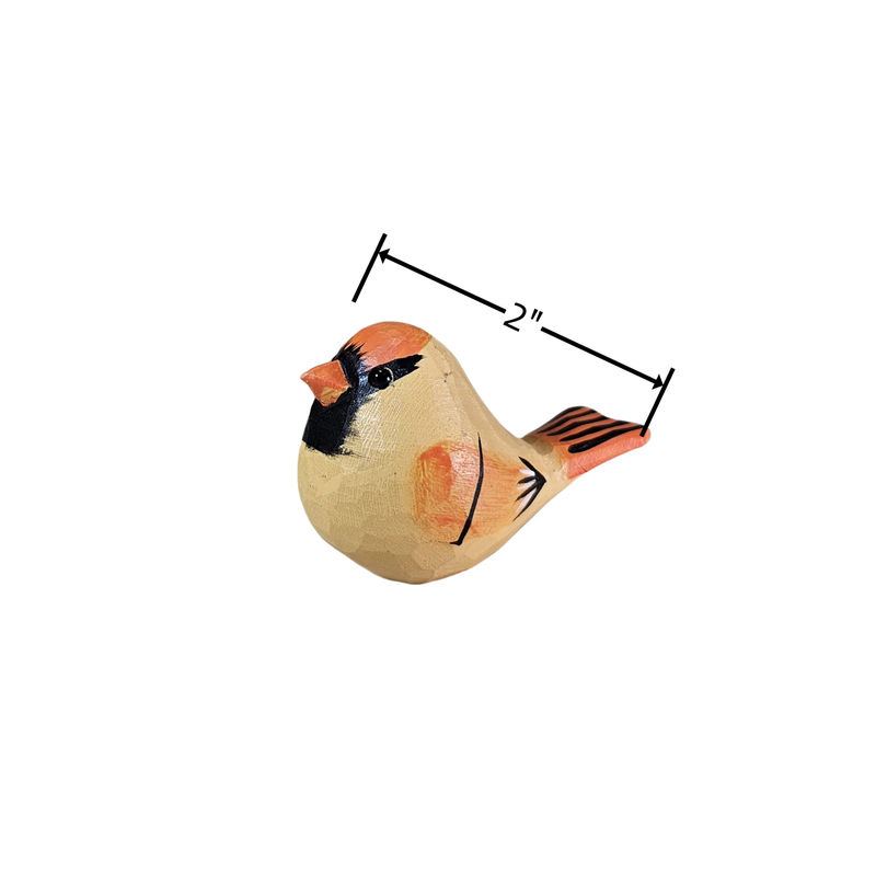 Cardinal Family Wooden Figurine - Style:S-Brown