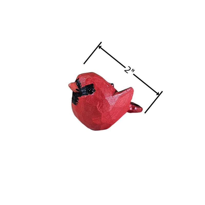 Cardinal Family Wooden Figurine - Style:S-Red