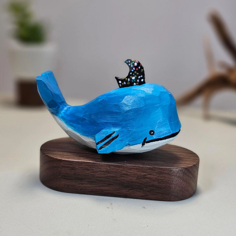 Handcrafted Wooden Whale Figurine