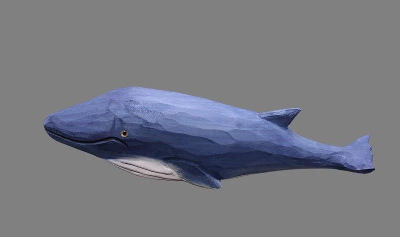 Hand-Painted Wooden Humpback Whale Figurine – Stunning Maritime Decor - Size:S