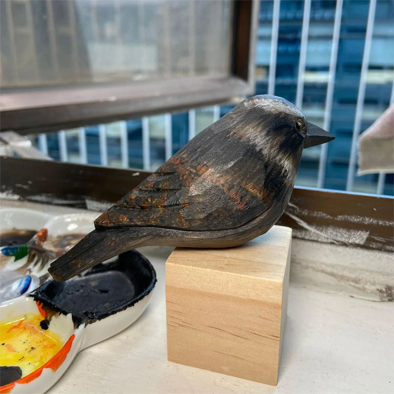 Whippoorwill Sculpted Hand-Painted Wood Bird Figurines