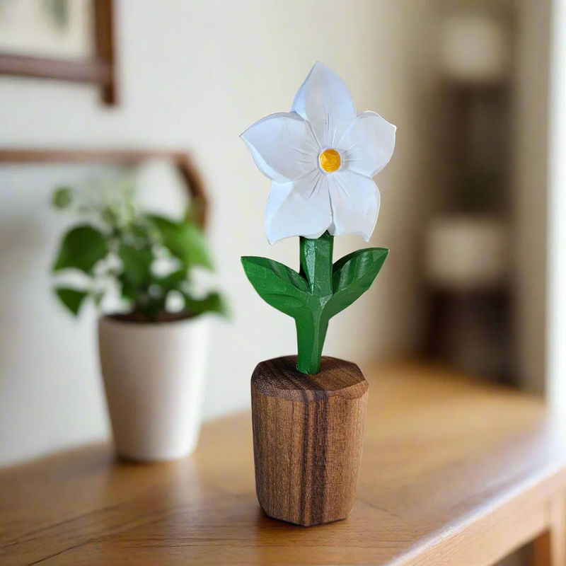 Hand-Carved Cape Jasmine Wooden Figurine