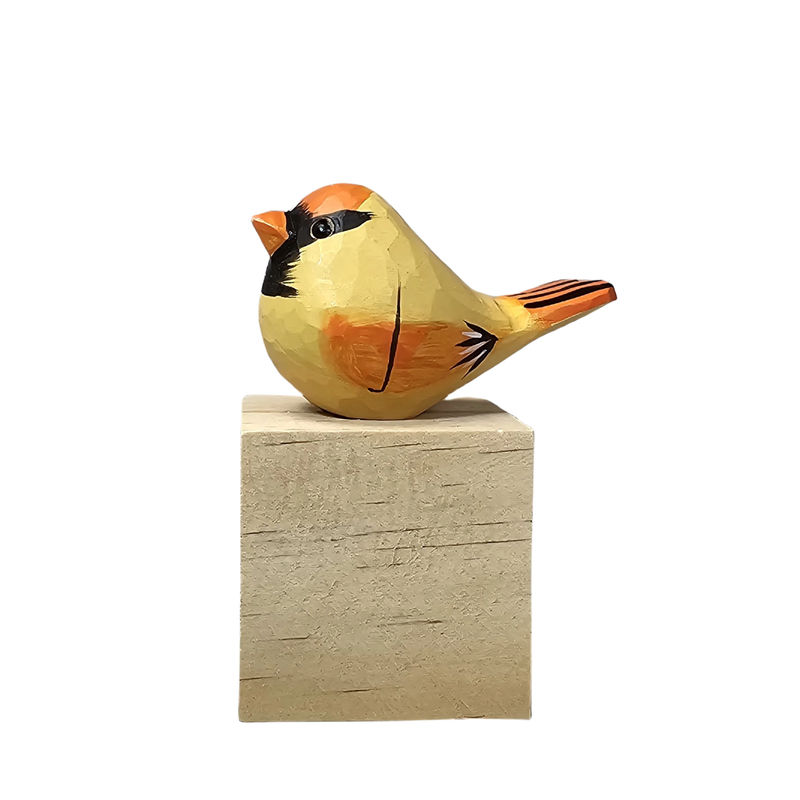 Mother’s Day Cardinal Family Wooden Bird Figurine - Personalized Engraving - Size:S-Yellow