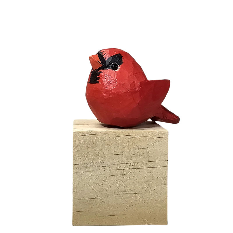 Mother’s Day Cardinal Family Wooden Bird Figurine - Personalized Engraving - Size:S-Red