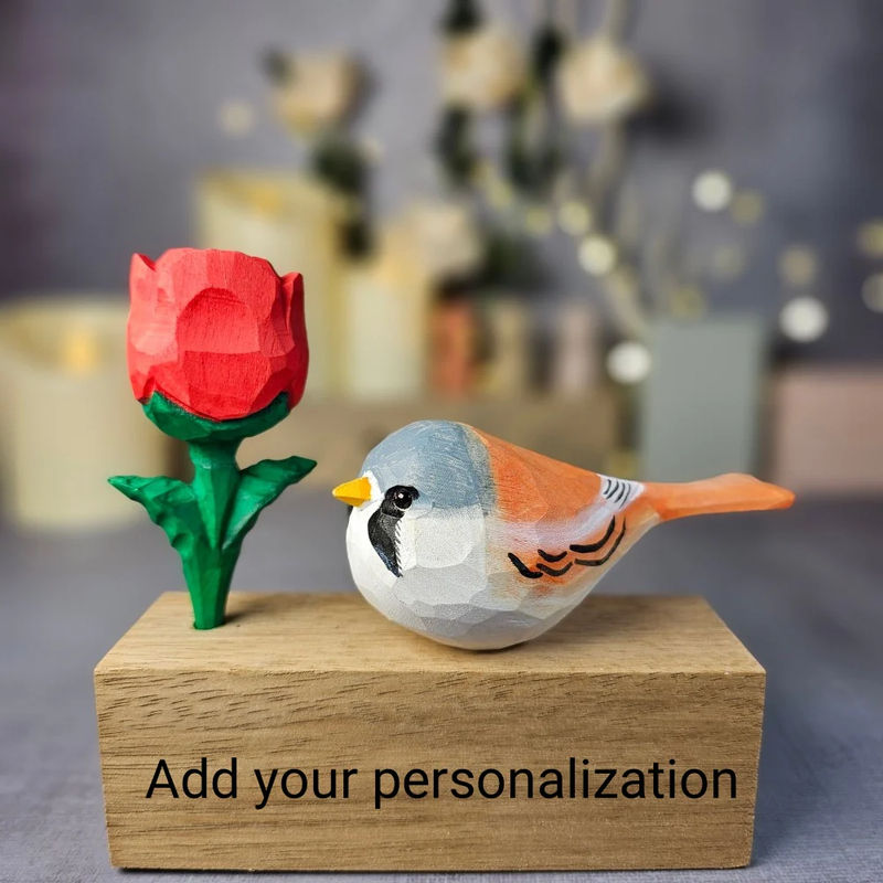 Bearded Tit with Rose